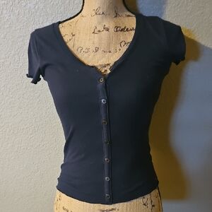 Navy Fitted Button Down Shirt